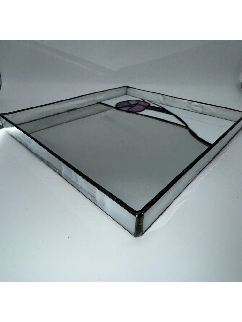 Handmade Stained Glass Square Vanity Mirror Tray 10x10